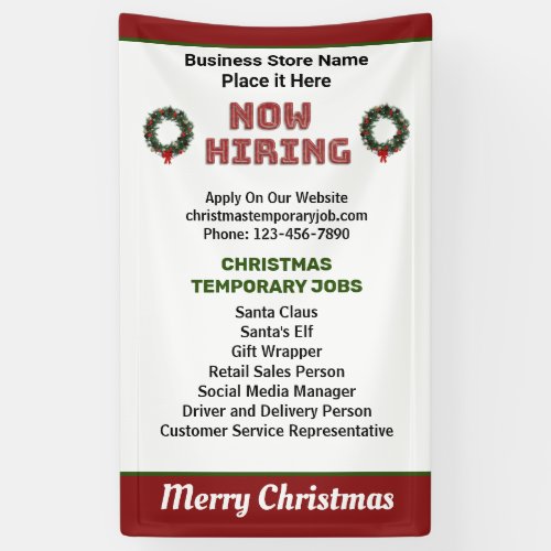 Now Hiring Christmas Holidays Jobs Custom Banner