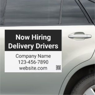 Now Hiring Delivery Drivers Business Name QR Code Car Magnet