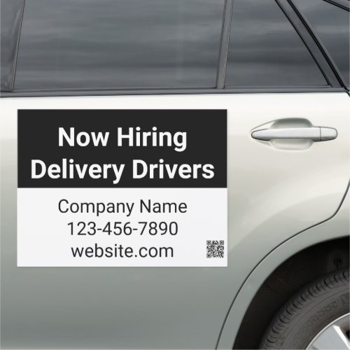 Now Hiring Delivery Drivers Business Name QR Code Car Magnet
