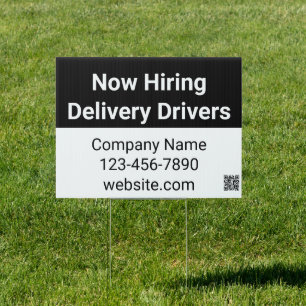 Now Hiring Delivery Drivers Business Name QR Code Sign