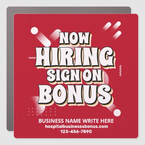 Now Hiring Employees Bonus Benefits Custom Car Magnet | Zazzle