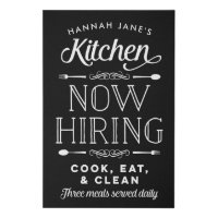 Now Hiring Fun Personalized Kitchen Canvas Sign