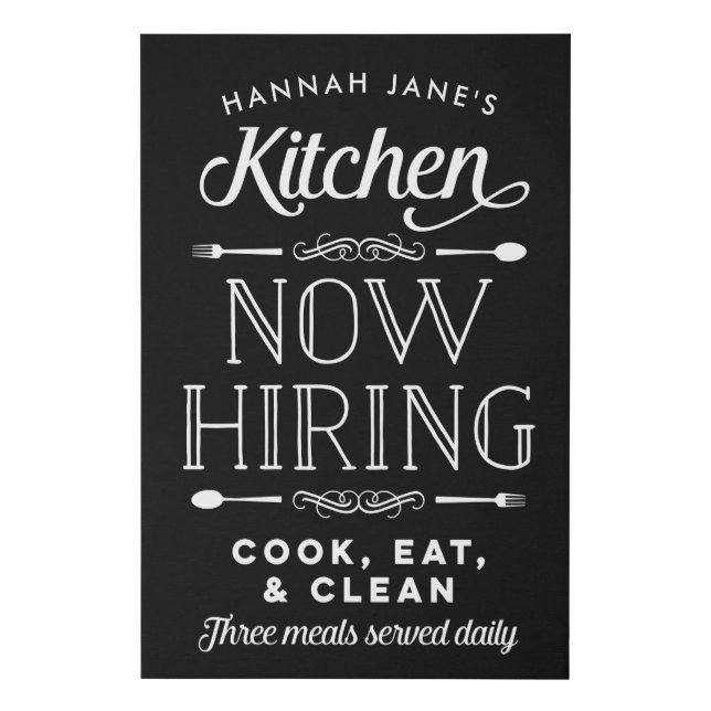 Now Hiring Fun Personalized Kitchen Canvas Sign (Front)