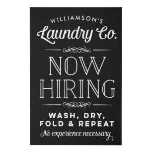 Now Hiring Fun Personalized Laundry Room Canvas