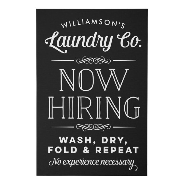 Now Hiring Fun Personalized Laundry Room Canvas (Front)