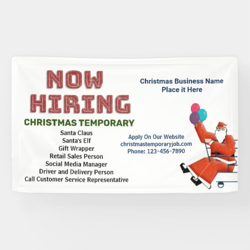 Now Hiring Help Business Christmas Holidays Custom Banner