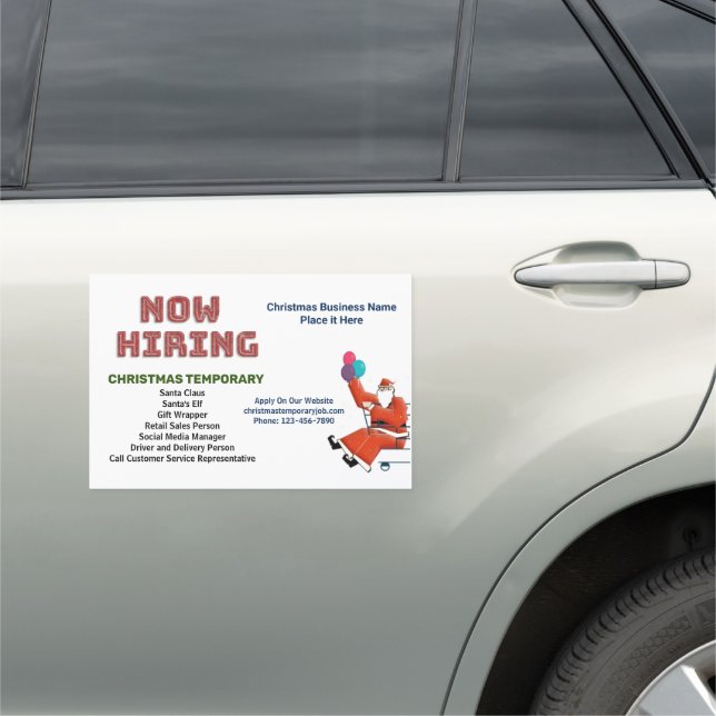 Now Hiring Help Business Christmas Holidays Custom Car Magnet (In Situ)