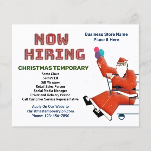 Now Hiring Help Business Christmas Holidays Custom Flyer