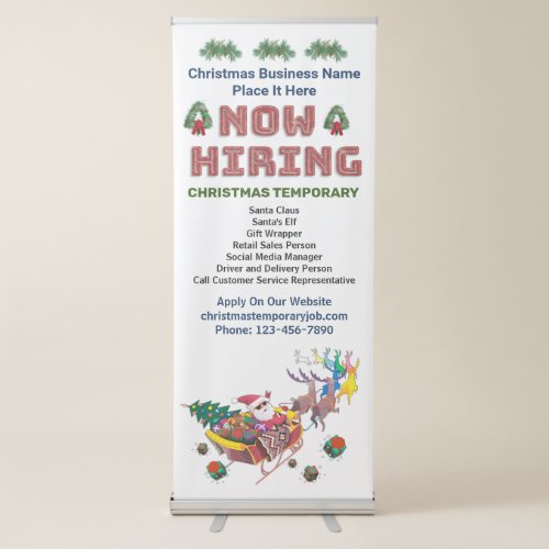 Now Hiring Help Business Christmas Holidays Custom Retractable Banner