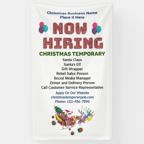 Now Hiring Help Wanted Business Christmas Custom  Banner