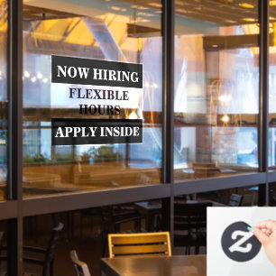 Now Hiring Help Wanted Business Employ Hire Staff Window Cling