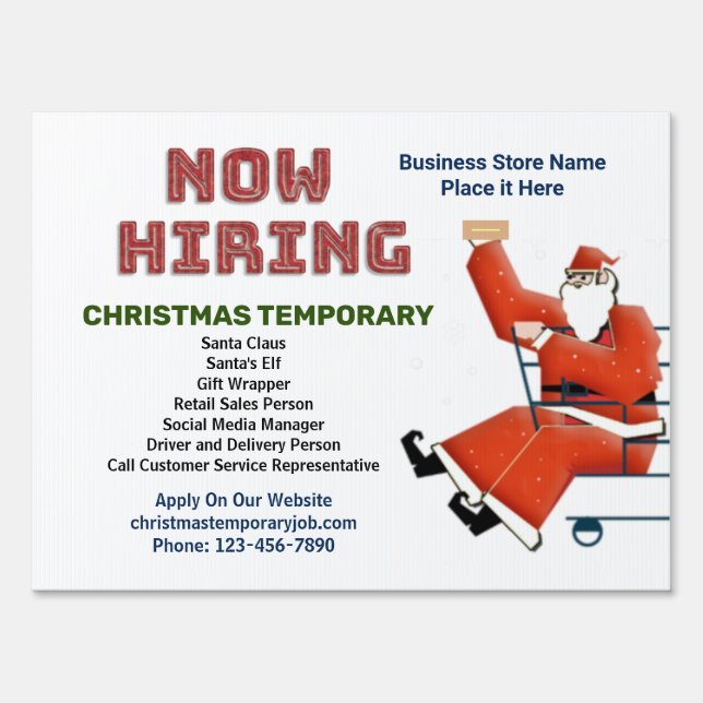 Now Hiring Help Wanted Christmas Holidays Custom Sign (Back)