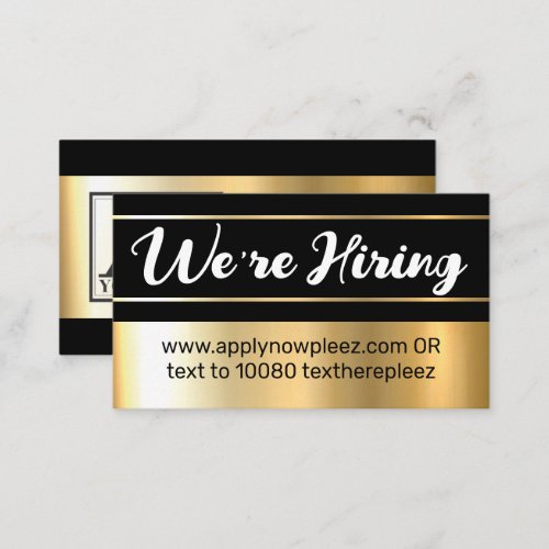 Now hiring help wanted employment job posting business card
