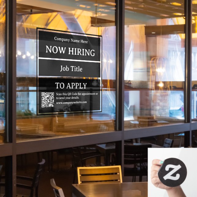 Now Hiring Job Opening Store Business Vacancy Window Cling (Restaurant Window)