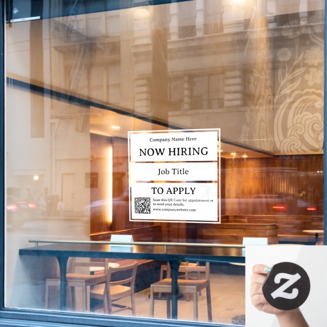 Now Hiring Job Opening Store Business Vacancy Window Cling (Cafe Window)