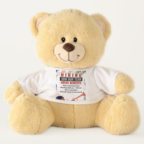 Now Hiring Join Our Team Promotional Large  Teddy Bear