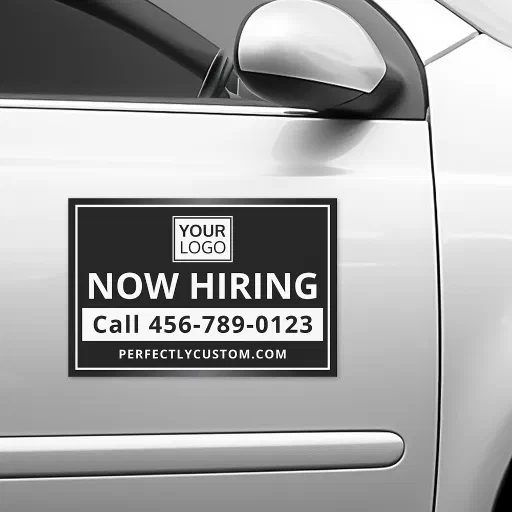 Now hiring logo URL dark Car Magnet