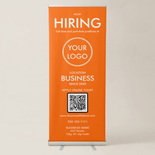Now Hiring Modern Orange Business Logo Retractable Banner