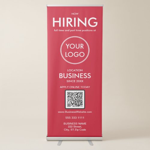 Now Hiring Modern Red Business Logo Retractable Banner