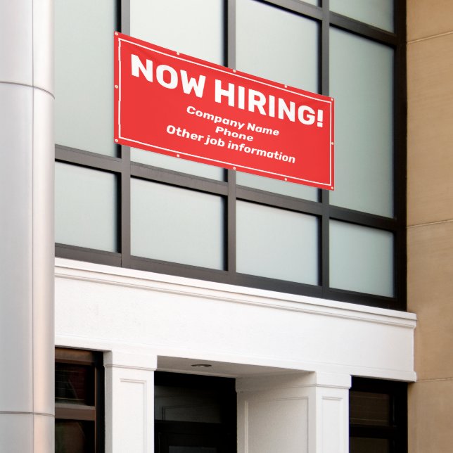 Now Hiring Personalized Banner (Outside Building)