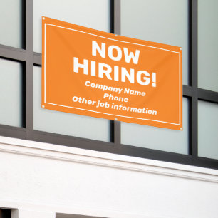 Now Hiring Personalized Orange Banner