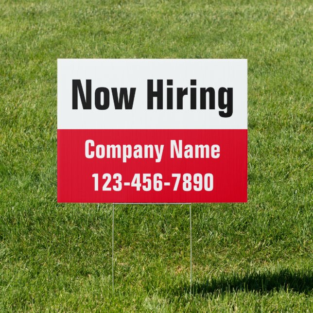 Now Hiring Red & White Company Name Text Template Sign (Insitu)