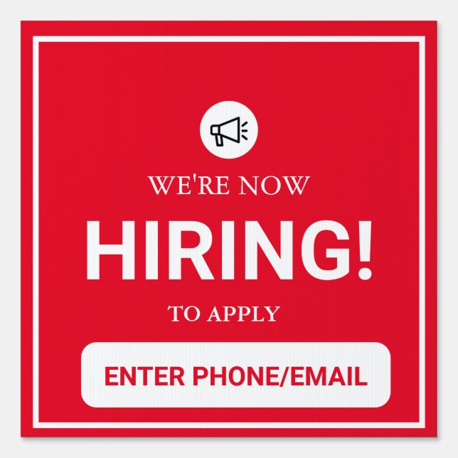Now hiring sign (Front)