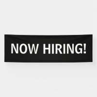 Now hiring simple black white banner sign