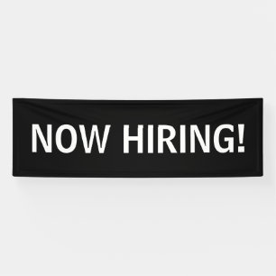 Now hiring simple black white banner sign