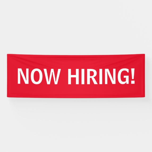 Now hiring simple red white banner sign (Horizontal)