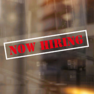 Now Hiring Simple Slanted Professional Business Window Cling