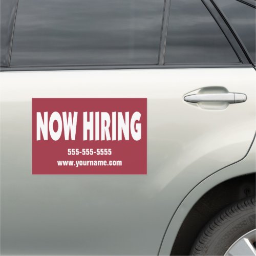 Now Hiring with contact info Car Magnet