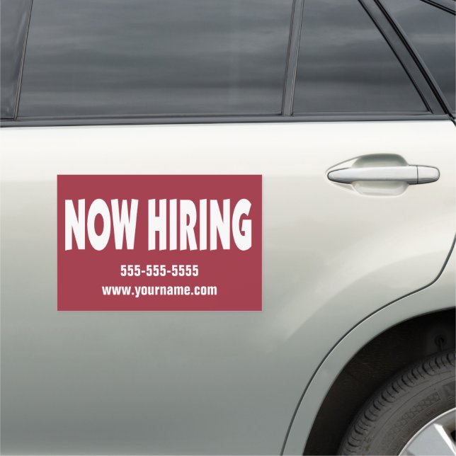 Now Hiring with contact info Car Magnet (In Situ)