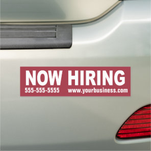 Now Hiring with Phone Number and Website Car Magnet