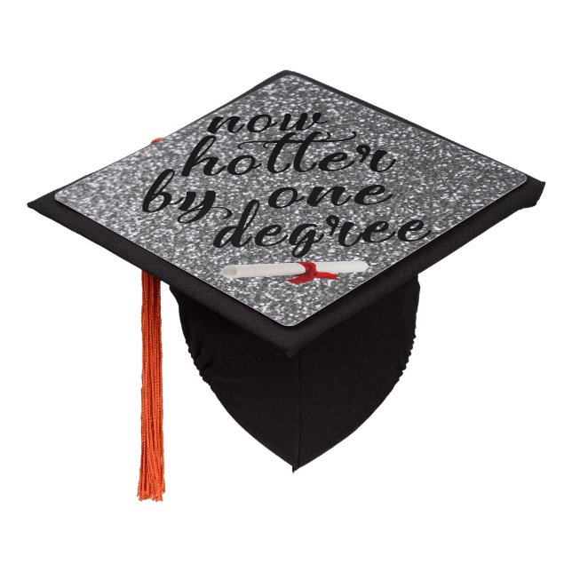 Now hotter by one degree. Glitter silver Graduation Cap Topper (Angled)