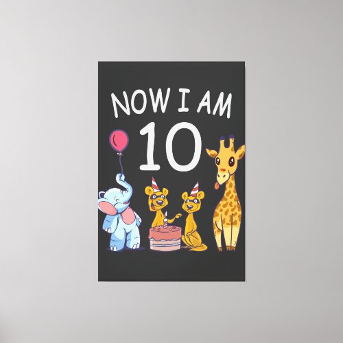 Now I am 10 years old 10th Birthday at the Zoo Canvas Print