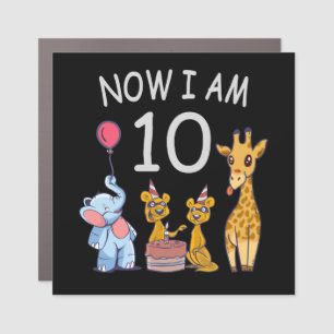 Now I am 10 years old 10th Birthday at the Zoo Car Magnet
