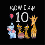 Now I am 10 years old 10th Birthday at the Zoo Cutout<br><div class="desc">Happy 10th Birthday. Funny and lovely Kids Birthday design with a cute Elephant,  two ferrets and a giraffe celebrating your birthday at the zoo.</div>