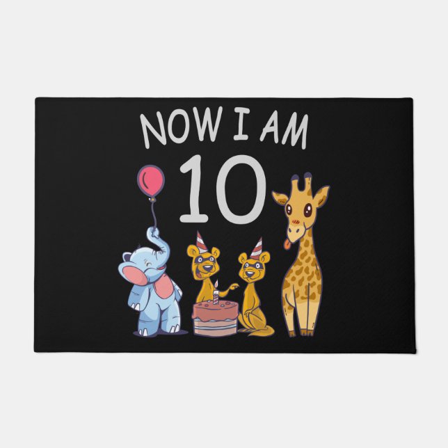Now I am 10 years old 10th Birthday at the Zoo Doormat (Front)