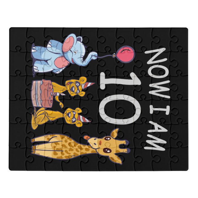 Now I am 10 years old 10th Birthday at the Zoo Jigsaw Puzzle (Puzzle Horizontal)