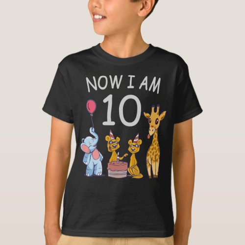 Now I am 10 years old 10th Birthday at the Zoo T_Shirt