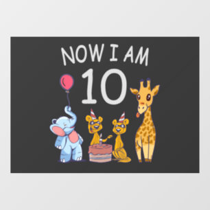 Now I am 10 years old 10th Birthday at the Zoo Window Cling