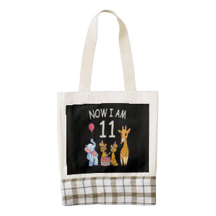 Now I am 11 years old 11th Birthday at the Zoo Zazzle HEART Tote Bag