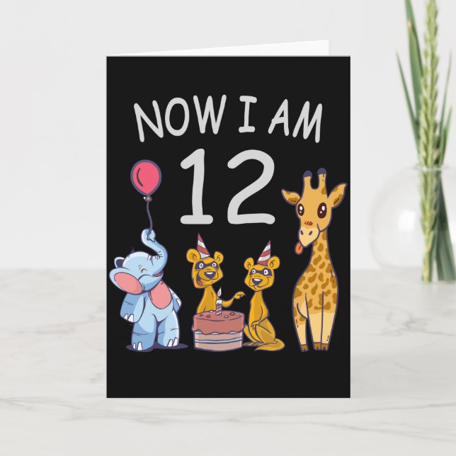 Now I am 12 years old 12th Birthday at the Zoo Card (Front)