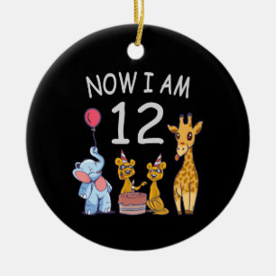 Now I am 12 years old 12th Birthday at the Zoo Ceramic Ornament