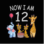 Now I am 12 years old 12th Birthday at the Zoo Cutout<br><div class="desc">Happy 12th Birthday. Funny and lovely Kids Birthday design with a cute Elephant,  two ferrets and a giraffe celebrating your birthday at the zoo.</div>