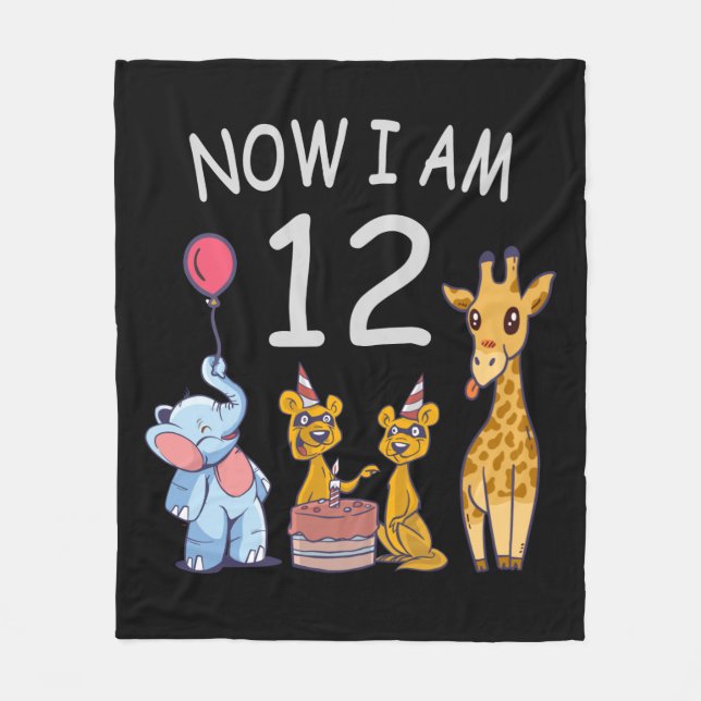 Now I am 12 years old 12th Birthday at the Zoo Fleece Blanket (Front)