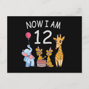 Now I am 12 years old 12th Birthday at the Zoo Postcard