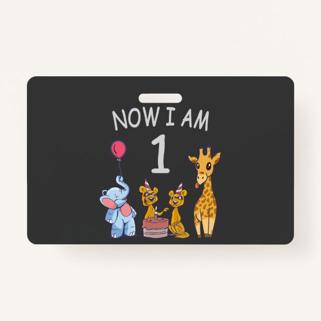 Now I am 1 year old 1st Birthday at the Zoo Badge (Front)