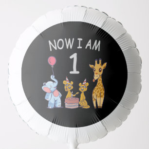 Now I am 1 year old 1st Birthday at the Zoo Balloon